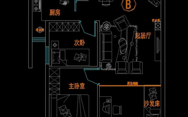 Bản cad chi tiết kiến trúc mặt bằng căn hộ chung cư - Ảnh 2